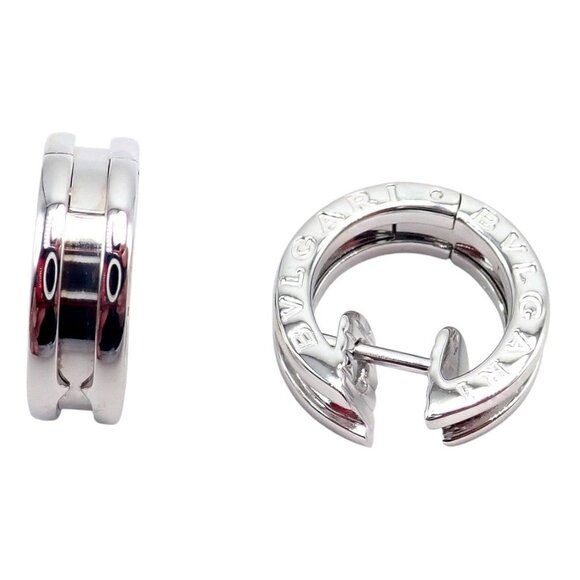Authentic! Vintage BULGARI BULGARI B.Zero1 18k White Gold Earrings - Picture 10 of 10